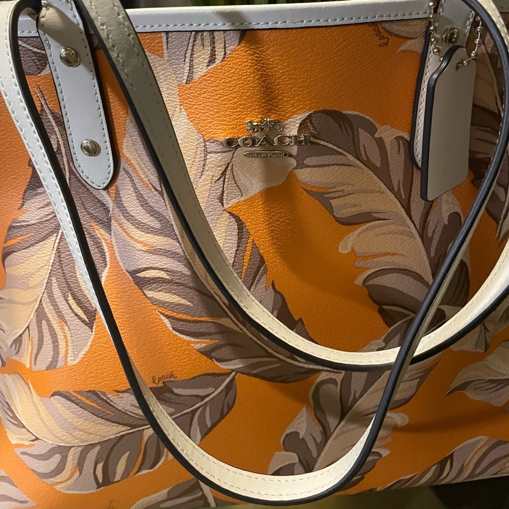 Reversible banana leaf Coach with a wallet included